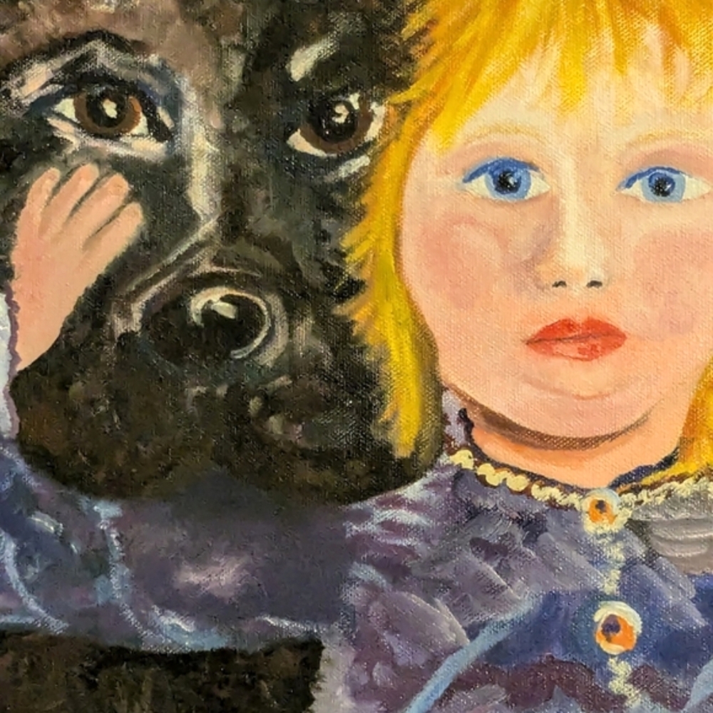 American Artist. Oil painting on canvas "Olivia and Charlie"